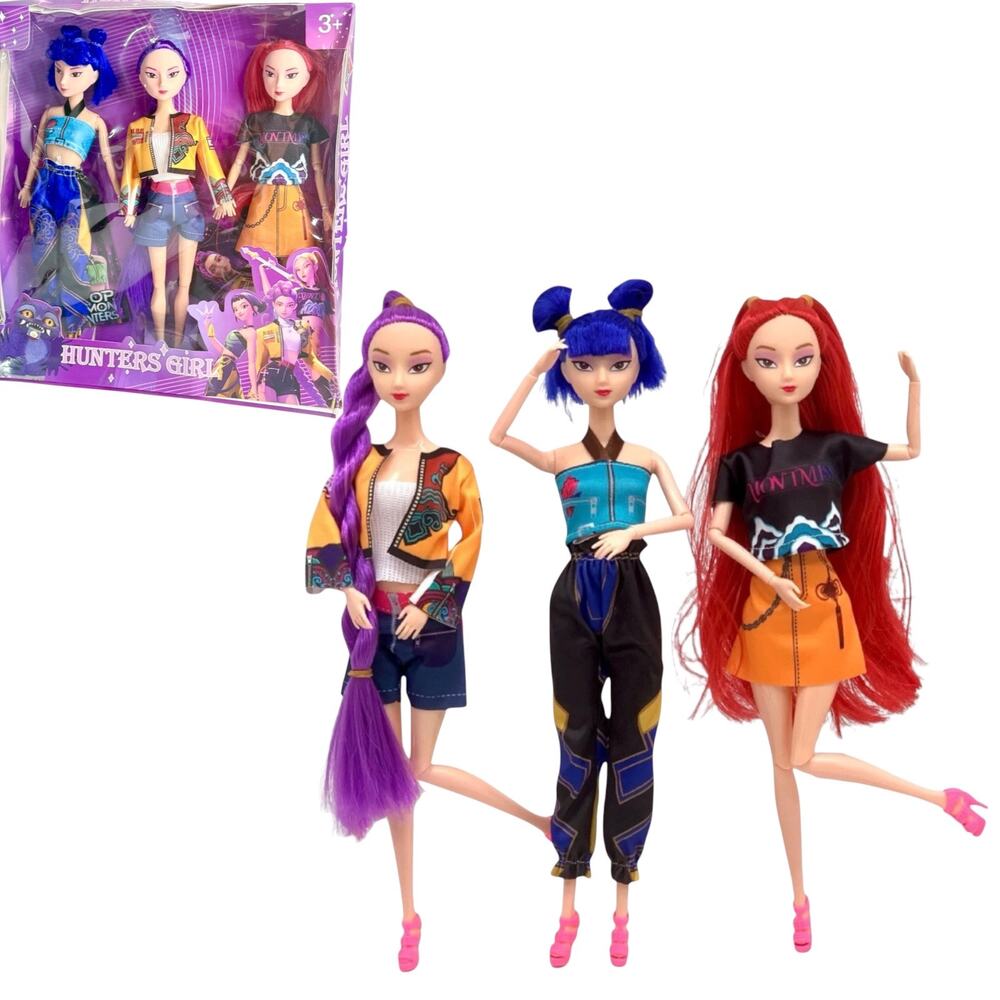 KPop Devil Hunters Doll Set 3 Action Girls 11.5" Jointed Toys Collectible Anime
